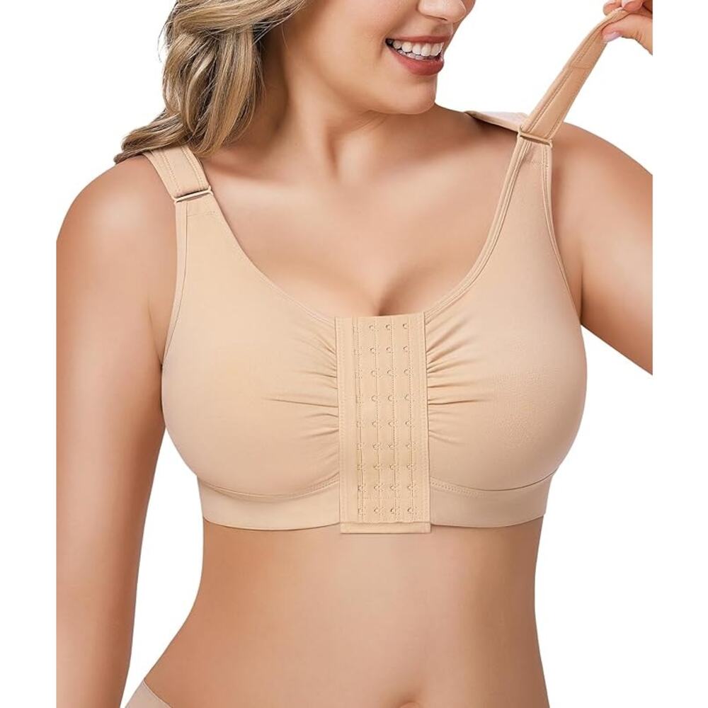 Post Implant Surgery Bra Front Closure Wireless Adjustable Full Coverage 2XL